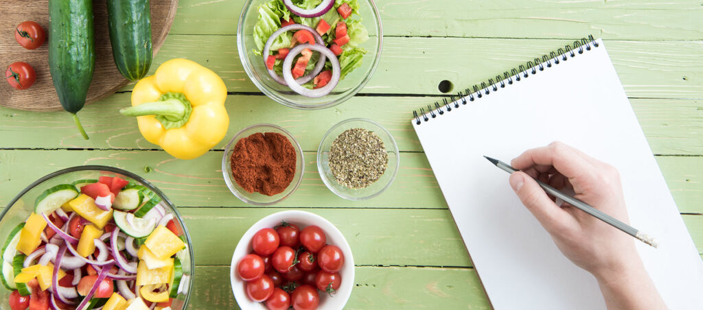 Weekly meal planning with a notebook, what GLP-1 medical weight loss patients should know about meal prep and diets