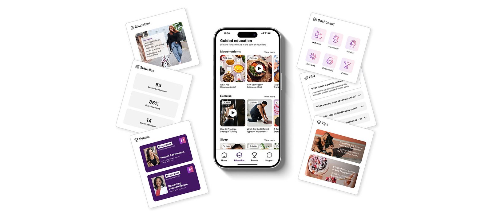 Mobile screen mock-up of Alterra Health wellness platform with AI personalized lifestyle and 360° care features.